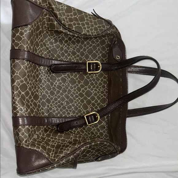 Nina Ricci Maroquinerie Brown Giraffe Pattern Boston Bag Vintage - Picture 5 of 7